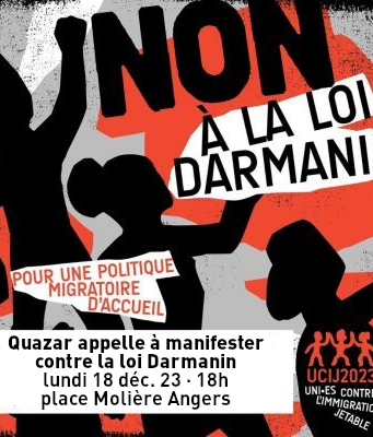 Lundi 18 déc. – manifestation contre la loi Darmanin à Angers