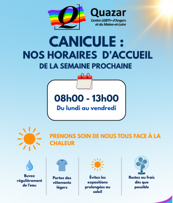 Canicule : nos horaires d’accueil de la semaine prochaine